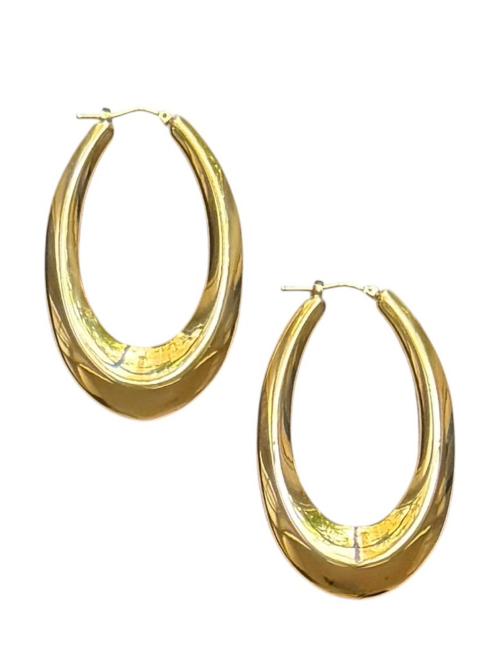 Milor Italy 14K Yellow Gold Polished Large Oval Hoop Earrings - Picture 2 of 11